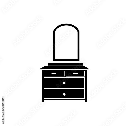 Elegant dresser with arched mirror an image of a classic furniture piece for bedrooms and dressing areas
