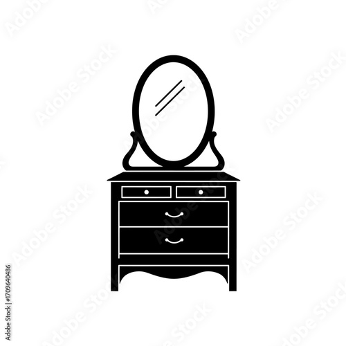 Classic vanity dresser with oval mirror elegant bedroom furniture silhouette style