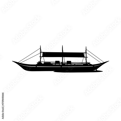 Vintage silhouette of a multi-masted sailing ship navigating open waters silhouette of a classic maritime vessel