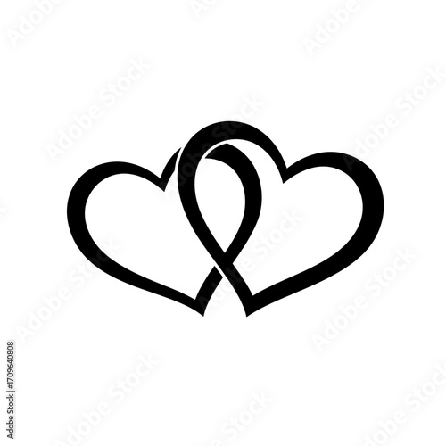 Two intertwined hearts symbol of love and connection for romantic designs