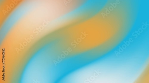 Animated gradient blur background in orange blue and peach colors creates visually dynamic motion.