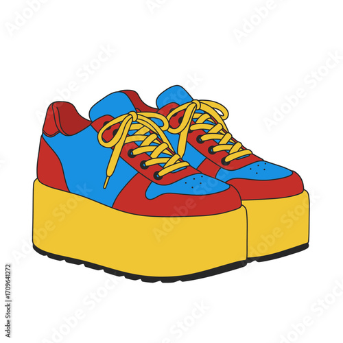 Colorful platform sneakers vibrant retro style footwear for fashion forward individuals