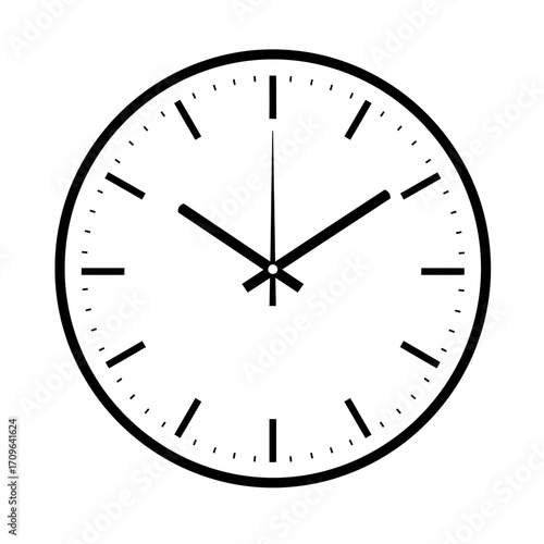 Classic analog clock face with hour and minute hands indicating time