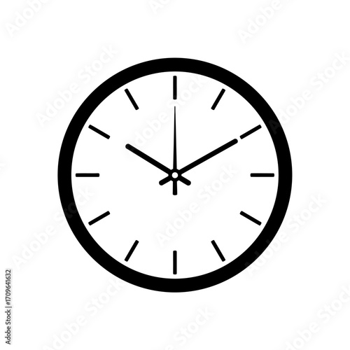 Simple analog clock face timekeeping device with hour and minute hands indicating almost ten oclock