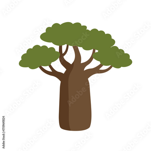 Stylized baobab tree silhouette iconic african flora nature vegetation element