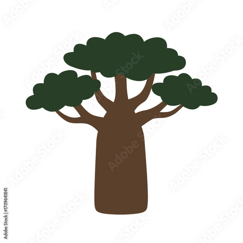 Iconic baobab tree silhouette stylized representation of african wilderness flora