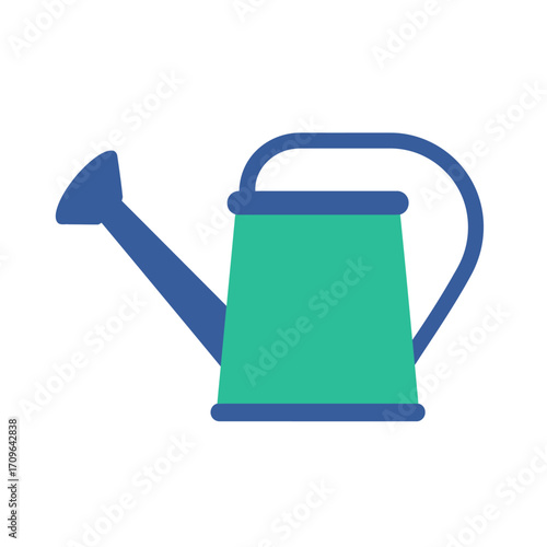 Simple green and blue watering can for gardening and plant care essentials