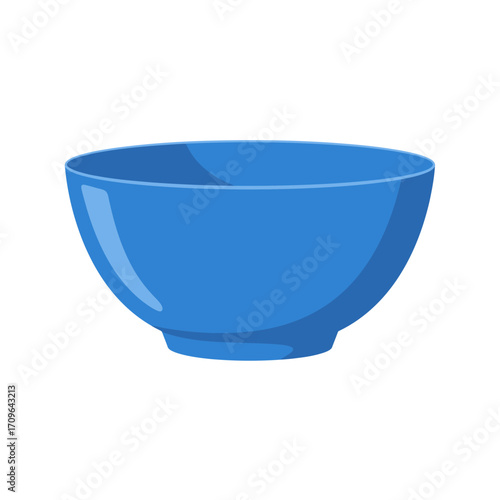 Vibrant blue ceramic bowl isolated on white for food photography and culinary design