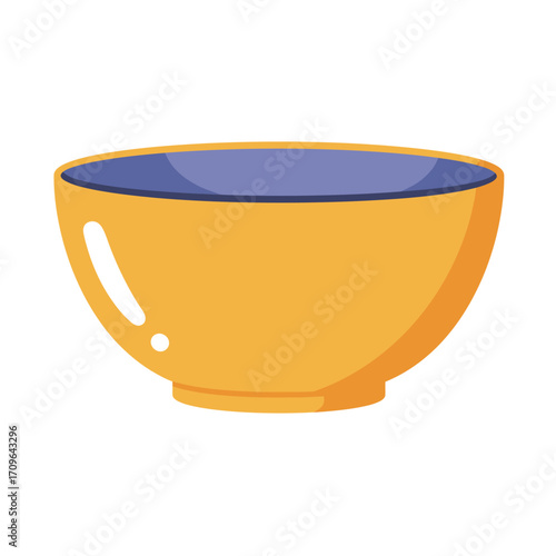 Bright orange ceramic bowl with blue interior perfect for serving food or decorative display