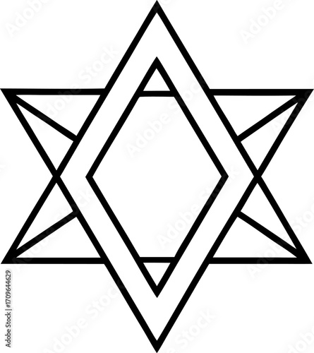Star of David Line Art Vector Illustration