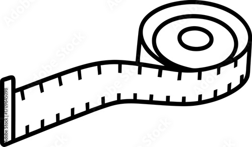 Tailor's Measuring Tape Line Art Vector Illustration
