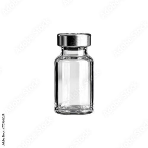 Empty Glass Vial with Metal Cap - Pharmaceutical Packaging Mockup