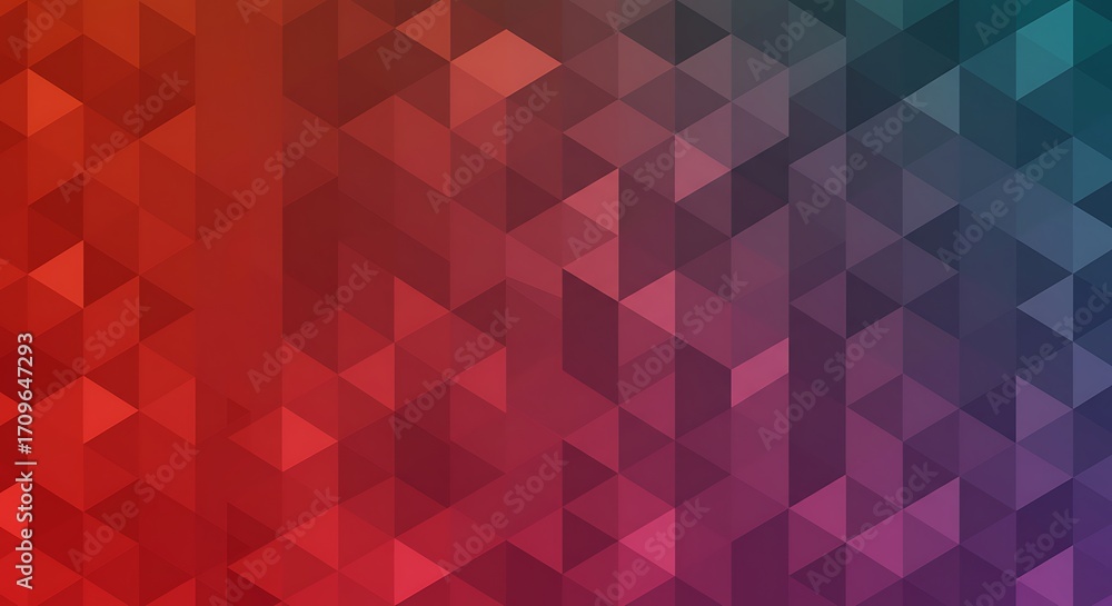 Fototapeta premium Colorful Geometric Triangle Pattern in Red Pink Purple Blue Tones for Modern Design