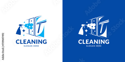 Office window cleaning company logo. Vector illustration.