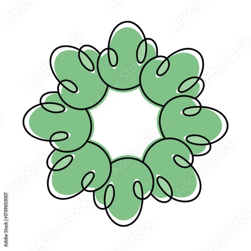 Aesthetic green hand drawn floral art decoration isolated flat design.