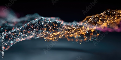Abstract network of glowing particles