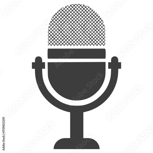 Microphone Illustration: A clean, modern illustration of a classic microphone, perfect for representing sound, voice, or audio recording.