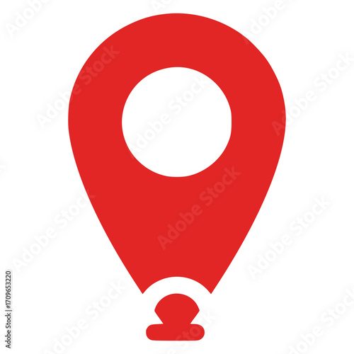 Pinpoint Location: A simplified location pin, painted in vibrant red, visually represents precise positioning for directions or exploration, evoking simplicity and clarity.