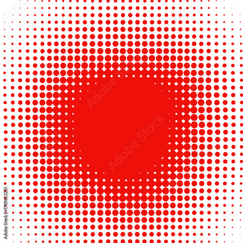 Red Dot Design: A mesmerizing visual of a perfect red dot, centered amidst a dynamic field of smaller dots creating a radial pattern, invoking a sense of bold simplicity and visual depth. 
