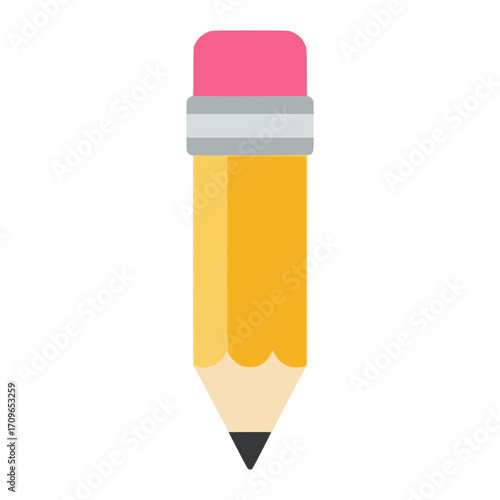 Pencil Icon: A simple, yet elegant depiction of a classic pencil, complete with eraser, offering a clean and modern aesthetic ideal for graphic and design projects. 