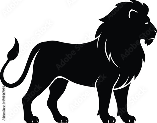 Majestic lion silhouette in stark black vector design