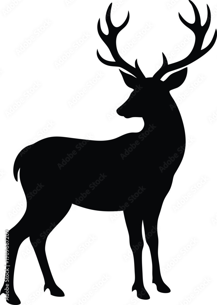 Obraz premium Majestic animal silhouette in stark black vector design