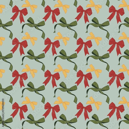  Seamless pattern with different bows.