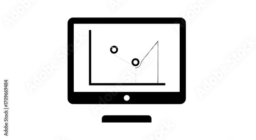 Computer screen displaying a downward trend graph with data points, symbolizing financial decline or negative performance