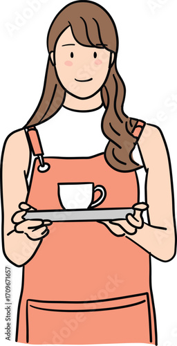 a colorful female barista_show coffee