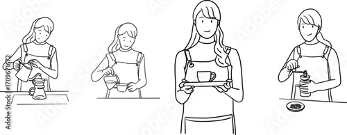 femaie barista making coffee collection