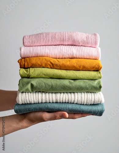 Stack of colorful folded clothes