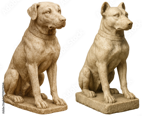 Two Stone Dog Statues Symbolizing Loyalty and Companionship in Art
