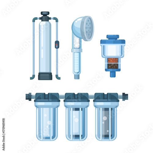 Water Purifier Filter Object Set Illustration Vector