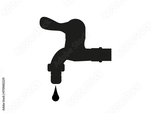 Water faucet vector illustration. Flat black color. Used as a symbol or icon