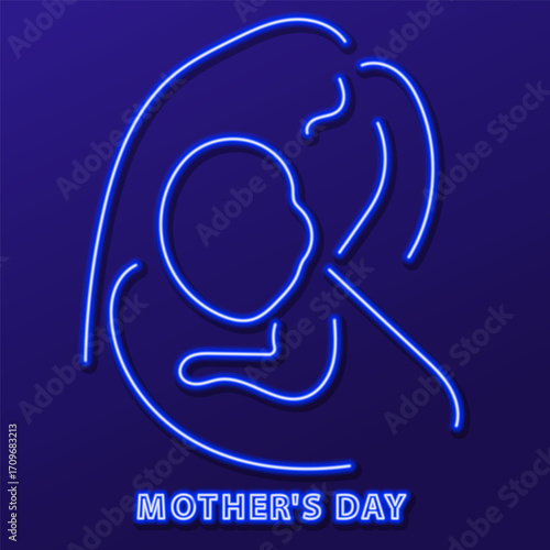 mother's day neon sign, modern glowing banner design, colorful modern design trends. Vector illustration.