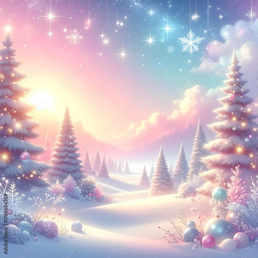 Naklejka premium Magical winter landscape