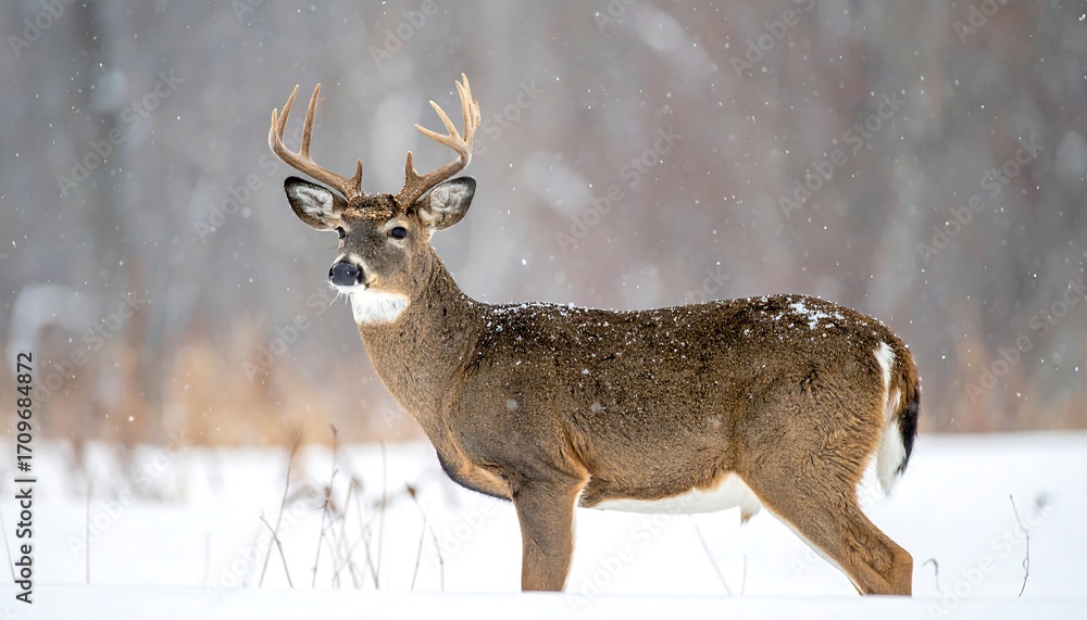 Obraz premium Majestic buck in snowy woods