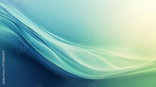 Serene blue and green flowing abstract waves create a calming modern background for dynamic design projects and digital innovation, Generative AI.
