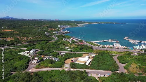 Taiwan Island Scenery with Seaside Cliffs and Hills