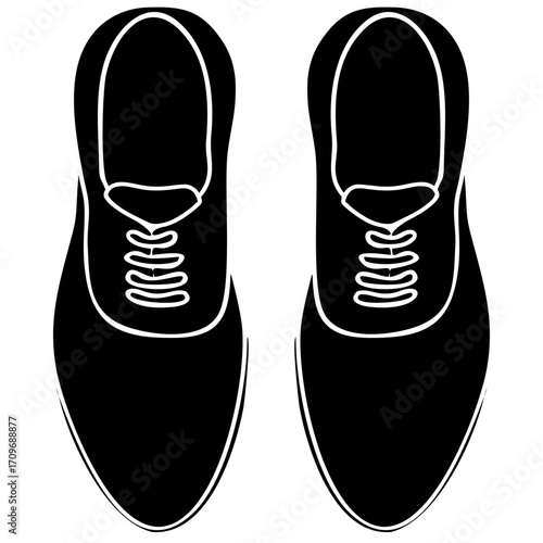 silhouette Black and white sneakers with rubber sole and fashion illustration vector design isolated on white
