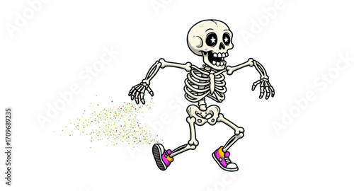 Dancing cartoon skull.
