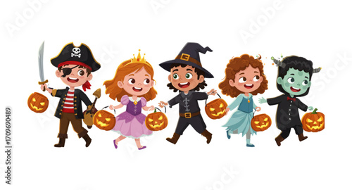 Kids trick or treat cartoon.
