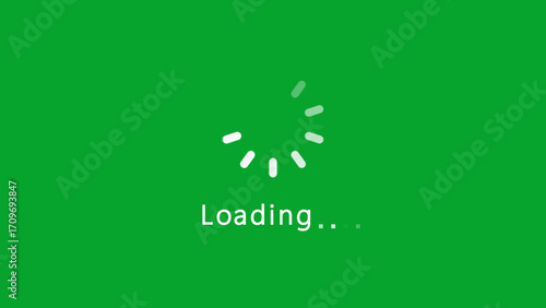 Animated circular loading indicator with the word Loading on a green background Keywords: loading, indicator, progress, waiting, buffering, animation, circle, spinner, loader, buffering icon