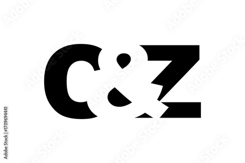 CZ logo design in bold style. Black white identity symbol. Modern typography emblem. Corporate branding icon.