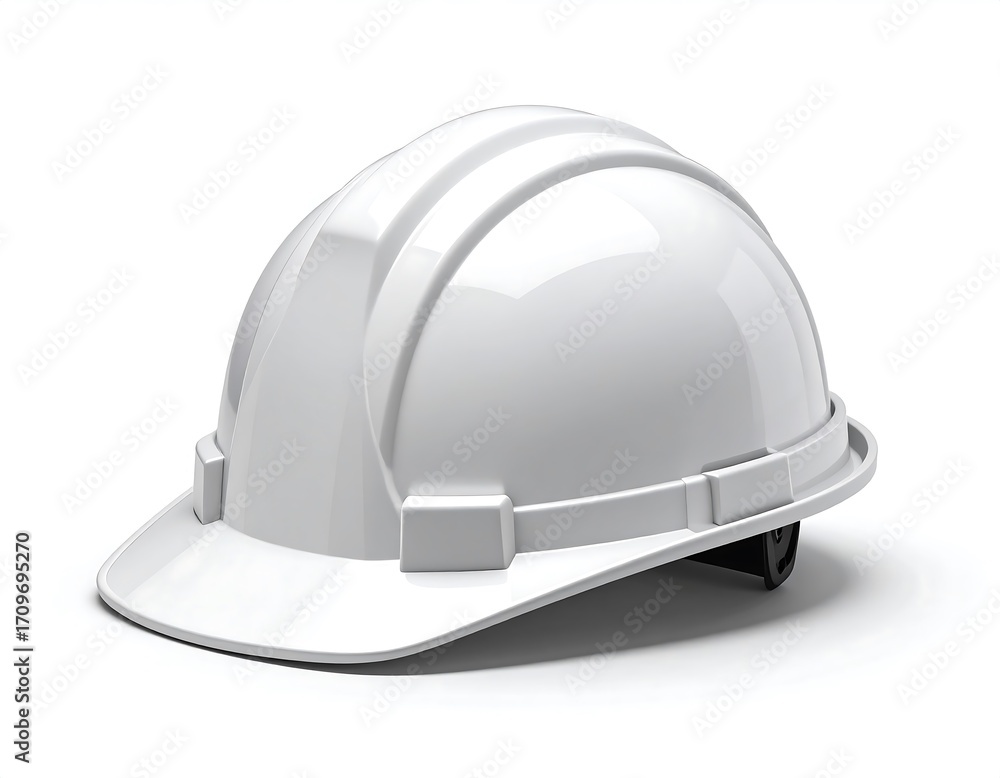 Fototapeta premium Glossy White Safety Helmet on a White Background