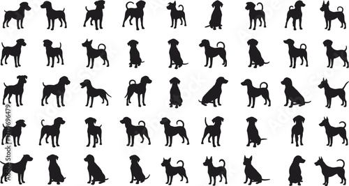 Extensive Array of Black Dog Silhouettes in Many Poses and Breeds animal canine