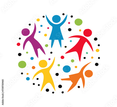 Children Education Logo - Happy Kids Education. Creative Children Reaching Star Education Logo. Happy kids logo vector illustration. kids concept vector illustration icon.