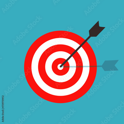 Target and arrow icon in flat style, Success strategy isolated on white background, success business concept, vector illustration