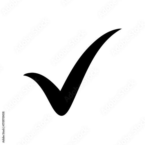 Check mark icon isolated on transparent background. Black tick symbol. Vector illustration,