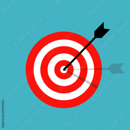 Target and arrow icon in flat style, Success strategy isolated on white background, success business concept, vector illustration